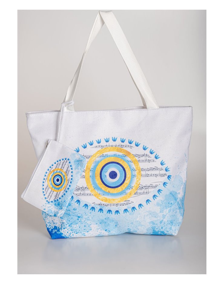 CANVAS BEACH SUMMER BAG EVIL EYE